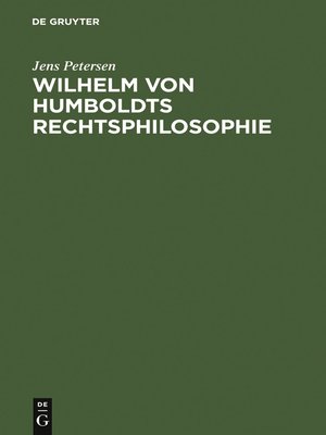 cover image of Wilhelm von Humboldts Rechtsphilosophie